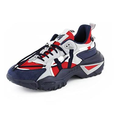 Imagem de Mazino Tênis masculino Oasis moderno grosso – tênis casual atlético masculino, Azul-marinho/vermelho/cinza (Oasis), 9