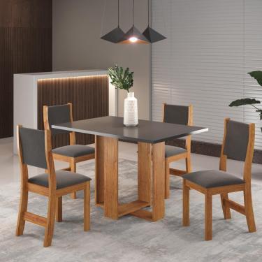 Imagem de Mesa de Jantar Retangular Viero Caiena com 4 Cadeiras Estofadas e Revestidas em Veludo