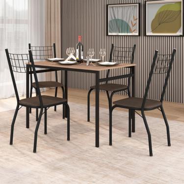 Imagem de Mesa de Jantar Retangular Fabone Sintra com 4 Cadeiras Estofadas