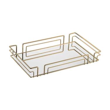 Imagem de Bandeja Multiuso Hara Luiza Retangular 51,5 X 31,5 Cm Cor:dourado