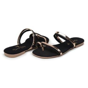 Imagem de Sandália Feminina Tiras Metalizadas Casual verão tendência-1012-Feminino