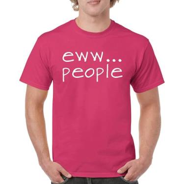 Imagem de Camiseta masculina Eww... People Funny Anti-Social Humor Humans Suck Introvert Anti Social Club Sarcastic Geek, Rosa choque, M