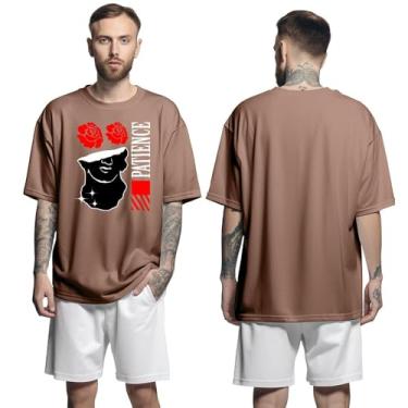 Imagem de Camisa Camiseta Oversized Streetwear Genuine Grit Masculina Larga 100% Algodão 30.1 Patience - Marrom - P