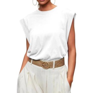 Imagem de Camiseta feminina gola redonda verão 2024 top solto estilo casual colete em elegância listrada, Branco S, Tamanho Único