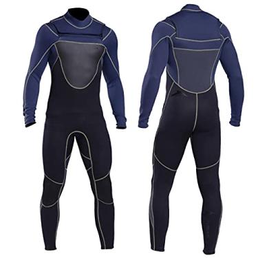 Imagem de HGYJ Roupa de mergulho masculina de neoprene de 3 mm, manga comprida de uma peça, roupa de mergulho superelástica, para mergulho com snorkel, surf, mergulho, preto, 3GG