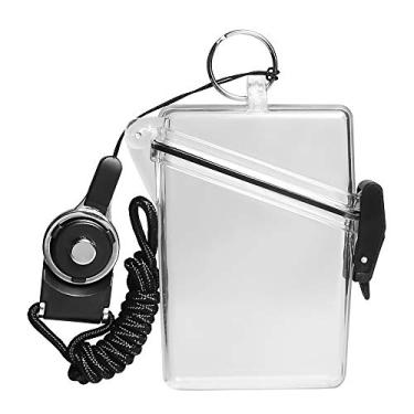 Imagem de Estojo esportivo à prova d'água para crachá de identidade com capa de cordão vários cartões de crédito, registro, armário resistente e durável, caixa seca (transparente)