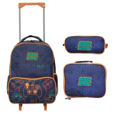 Imagem de Kit Mochila Rodinha Lancheira Estojo Bom Jogo Yins YS42192 (Preto)