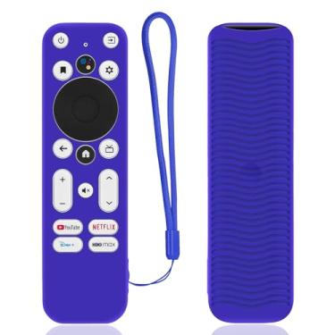 Imagem de Capa protetora de silicone azul com alça para controle remoto Onn Android TV 4K UHD Stick TV Box 100024646 100026240, à prova de choque, antisujeira para controle remoto Onn