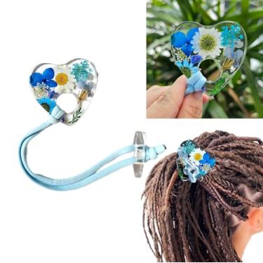 Imagem de Nutty Natte Laço de cabelo elástico feito à mão para dreadlock cristal resina ecológica ponteiro Ouija flor verdadeira, suportes de rabo de cavalo embutidos, acessórios de cabelo Loc para mulheres e