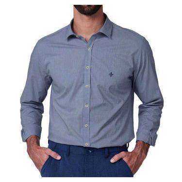 Imagem de Camisa Masculina Dudalina ML Slim Fit Azul Médio - 53063078-Masculino