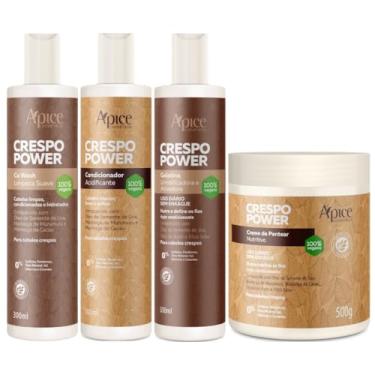 Imagem de Kit Apse Crespo Power Co Wash + Condicionador + Gelatina + Creme De Pentear Nutritivo Cabelo Vegano