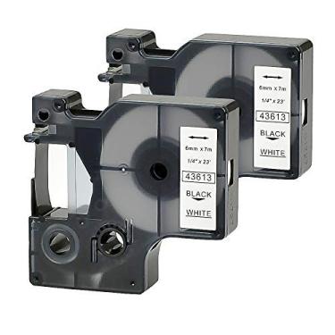 Imagem de Label Orison - Compatível com fitas cassetes Dymo D1 43613 1/4 polegadas (6 mm) preto sobre branco para LabelManager 160 280 PnP 260P 210D 280 420P 450D 360D 500TS Etiquetador, 2 cartuchos
