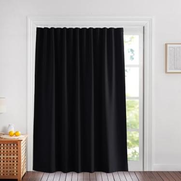 Imagem de NICETOWN Divisórias de tela de cortina pesada com faixa de cortina adesiva, 2,4 m de altura x 3 m de largura, preta, oculta desordem funções separadas painel de cortina de tela divisor de quarto