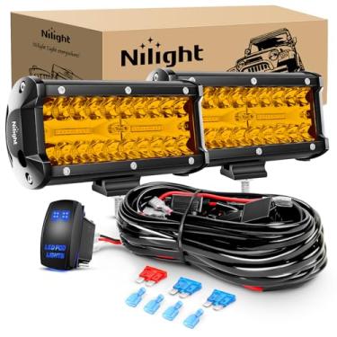Imagem de Nilight Barra de luz LED 2 peças 16,5 polegadas âmbar 120W combo de holofote à prova d'água triplas fileiras luzes de neblina off-road com 12 V 5 pinos kit de cablagem interruptor basculante - 2