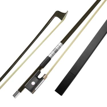 Imagem de Q QINGGE Arco de violino de fibra de carbono 4/4 laços de roupa de estudante arco de violino cabelo de cavalo natural para jogador porfessional arco bonito