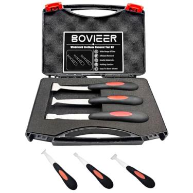 Imagem de BOVIEER Kit de ferramentas de raspador de uretano para para-brisa, ferramentas de remoção de cola de fundo de vidro para carro, conjunto de ferramentas de remoção de para-brisa para remoção de