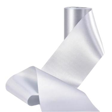Imagem de Fita de cetim de cor sólida, sem rugas, fita de tecido sedoso para cerimônia de corte, faixas, cadeira, mesa, carro, laços, artesanato, costura, decoração de festa de casamento (cinza francês 10 cm de