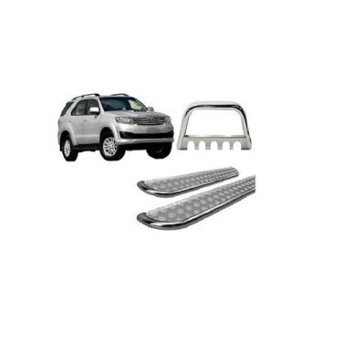 Imagem de Kit Estribo Chapa quebra Mato C/ Chapa Cromado Sw4 Até 2015 - HOZZ