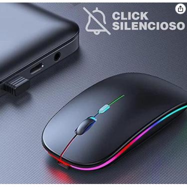 Imagem de Mouse Sem Fio Bluetooth Usb Recarregável Led Rgb - weibo, Preto