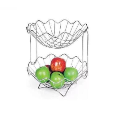 Imagem de Fruteira Dupla Mesa Bancada 2 Andares Frutas Verduras N026 - Niquelart