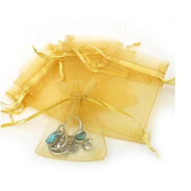 Imagem de 100 saquinhos de organza 10x15 Dourado - teresa ofertas