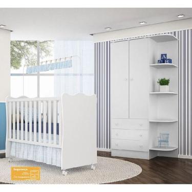 Imagem de Jogo de quarto de bebê doce sonho qmovi 2 peças com berço e guarda-rou