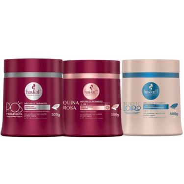 Imagem de Kit Haskell Máscara Bend. Quina. Pós. 500g Cronograma Capilar