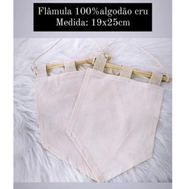 Imagem de Kit com 3 Flâmulas lisas - 100% algodão cru - T2Click, 17x23cm