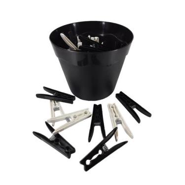 Imagem de Cesto Preto Pregadores De Roupas Plástico Preto Com Branco - Dhause