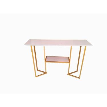 Imagem de Genérico, Aparador de sala industrial Jade moderno exclusivo versátil com prateleira inferior MDF metalon pintura epóxi minimalista