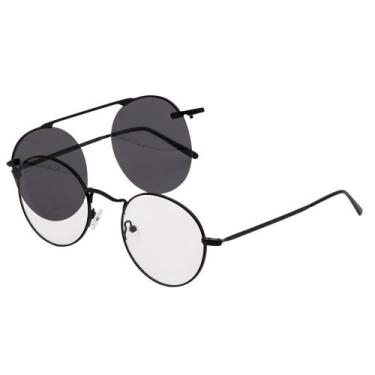Imagem de Armação Óculos Clipon 2 Em 1 Grau Redondo Cuba Preto - Palas Eyewear