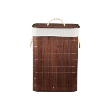 Imagem de Cesto De Bambu Para Roupas Sujas Forrado Com Tampa Banheiro - Não info