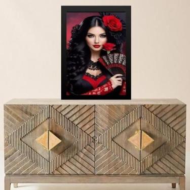 Imagem de Quadro Pombagira Cigana Rosa Vermelha 33X24Cm - Com Vidro - Quadros On