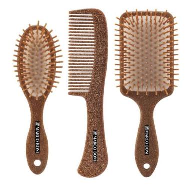 Imagem de Kit 1 Pente De Cabelo E 2 Escovas Coleção Coconut Marco Boni, Marrom