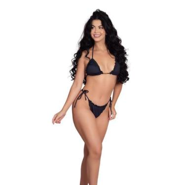 Imagem de Kit 3 Biquínis Cortininha Levanta Bumbum Sem Bojo Liso Fio - WLS Modas