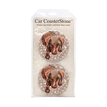 Imagem de CoasterStone Porta-copos de carro CR377 Chocolate Lab Puppy Coaster Pacote com 2 unidades, tamanho padrão, pedra