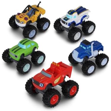 Imagem de NKOK Blaze and The Monster Machines (Free-Wheel) 5PK (Blaze, Pickle, Crusher, Stripes & Darington); No Batteries Required; Grippy Tires; STEM; Officially Licensed