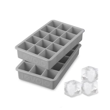 Imagem de Tovolo Bandeja de gelo perfeita para freezer com cubos de 3,18 cm para uísque bourbon, bebidas alcoólicas e licor, silicone livre de BPA, resistente ao desbotamento, conjunto de 2, cinza ostra
