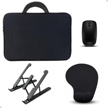 Imagem de Bolsa Portátil Notebook Mouse Sem Fio Suporte Mousepad Combo Gamer (Preto, 11.6")
