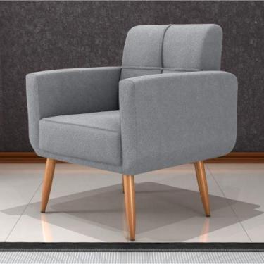 Imagem de Poltrona Decorativa para Sala Lilian Boucle Cinza - Mais de Casa