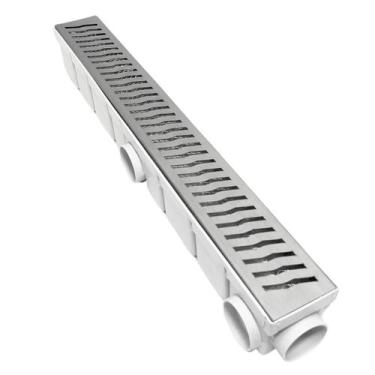 Imagem de Ralo Piscina 6x50 Inox Raio com Tela Coletor Plástico Branco - Ficone 