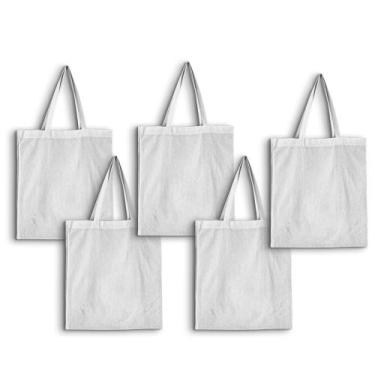 Imagem de 5 Ecobags Lisas Algodão Cru Bolsa Sacola Ecológica Grande 40x35 - Rec 