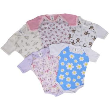 Imagem de Body Manga Curta Bebê Roupa De Bebê Estampado Kit C/3 Peças  - Batutin