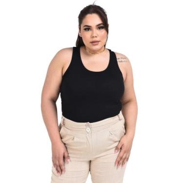 Imagem de Regata Com Alça Cavada Plus Size Lisa Casual - CACHARREL STORE, G4, Pr