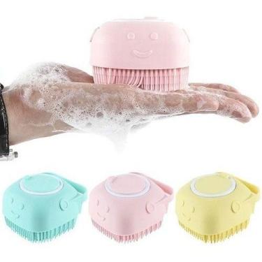 Imagem de Esponja banho Ducha silicone porta reservatorio sabão cor variada - No