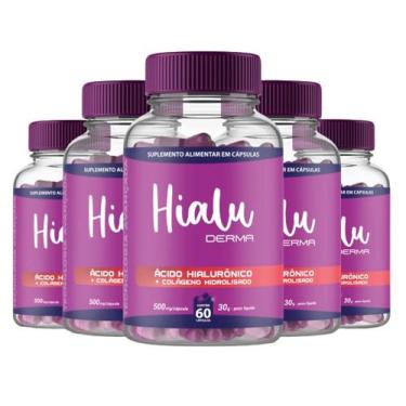 Imagem de Hialu Derma Ácido Hialurônico + Colágeno Hidrolisado 5 Potes