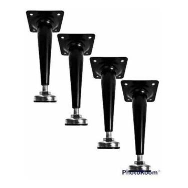 Imagem de 4 Pes Cônico P/ Moveis Preto, 15cm C/ Parafuso - comercialoliveira