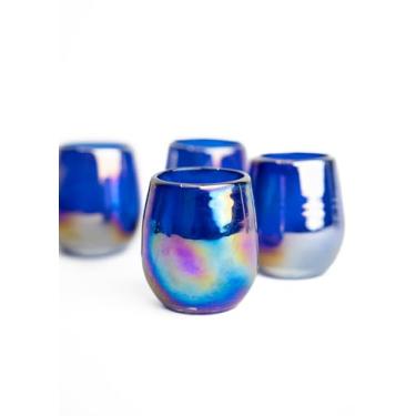 Imagem de MEXTEQUIL - Copos de shot de tequila mexicana autênticos - Conjunto de copos de dose de tequila - 4 peças - 56,7 g - Copo mexicano soprado à mão (barril de cobalto)