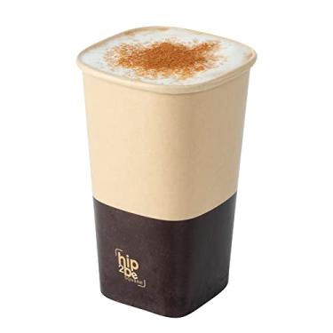 Imagem de Restaurantware Copo de papel Kraft e marrom Hip 2 Be Square de 473 ml para beber quente/frio – Parede única – 8,5 cm x 8,9 cm x 14 cm – Caixa com 25 unidades