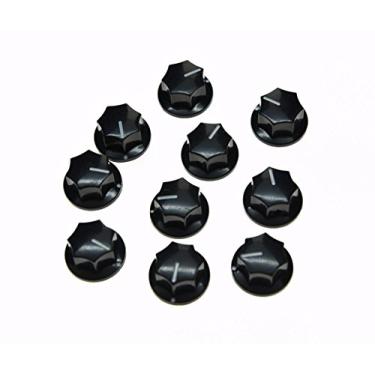 Imagem de Dopro 10 peças pretas Mini MXR Style Skirted AMP Knob Brass Insert Effect Pedal Knobs